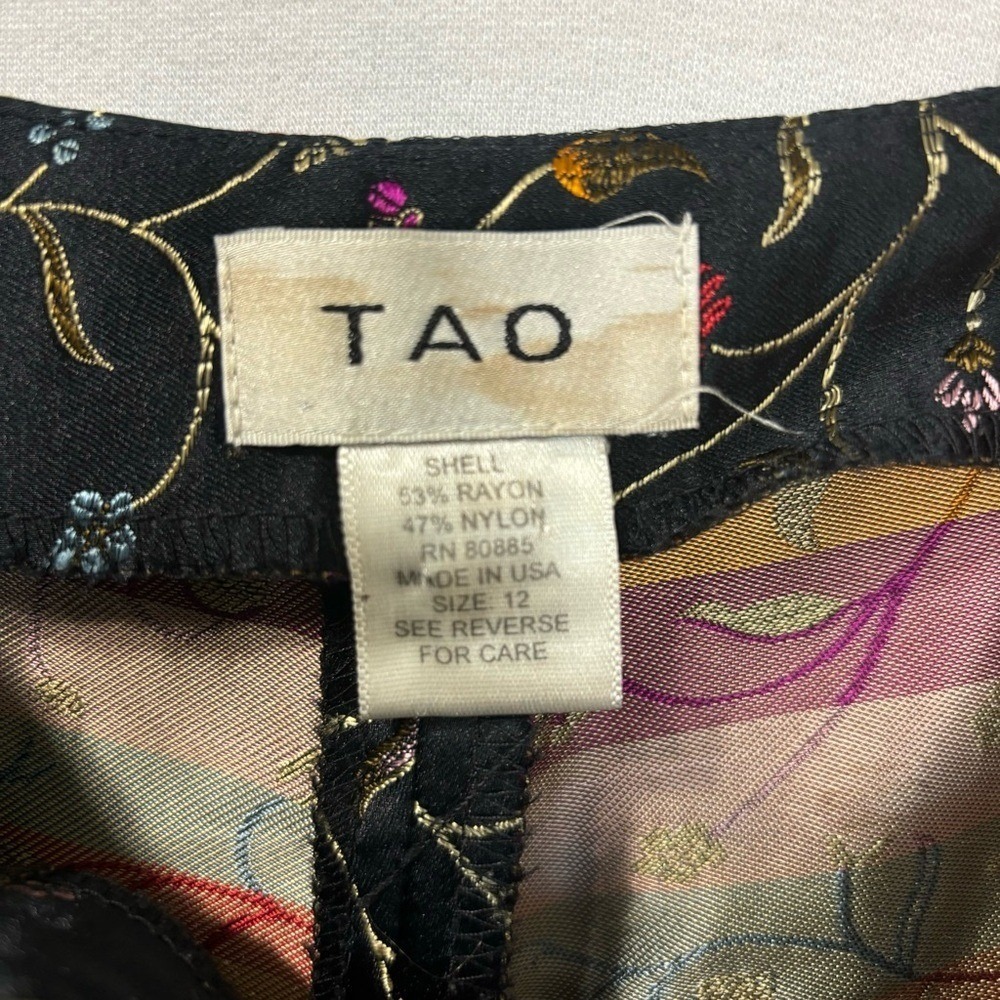 TAO Black Floral Embroidered Vintage Women's Pants, Size 12 - Picture 3 of 7